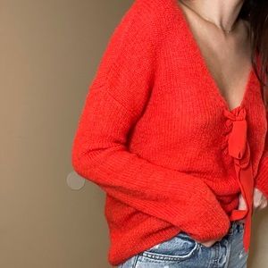 Sezane Edgar Front Tie Sweater